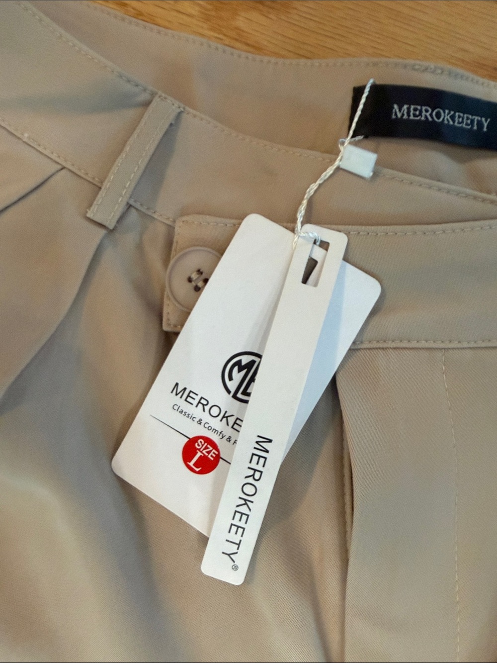 Women’s Pleat Front Dress Pants — Light Beige - Picture 4 of 5